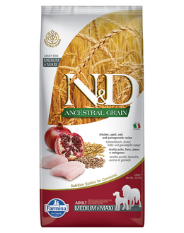 N and D Ancestral Grain Csirke és Gránátalma Adult Medium 12 kg