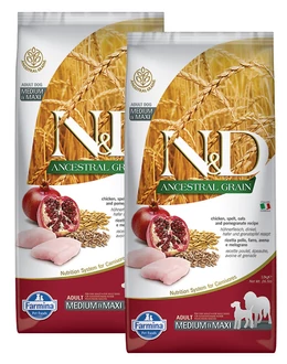 N and D Low Grain Csirke és Gránátalma Adult Medium 2x12 kg