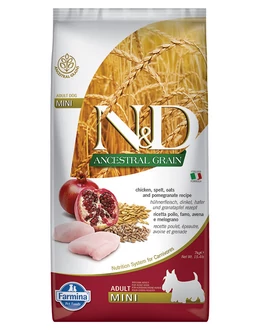 N&amp;D Ancestral Grain Csirke és Gránátalma Adult Mini 7kg