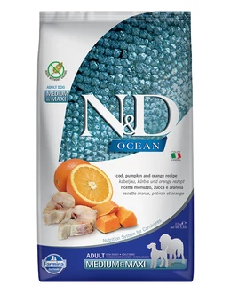 N&amp;amp;D Dog OceanTőkehal, Sütőtök és Narancs Adult Medium Maxi 2,5kg