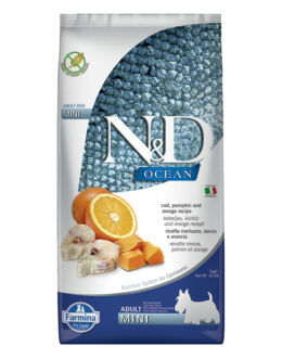 N&amp;D Dog Ocean Sütőtök Tőkehal és Narancs Adult Mini 7 kg
