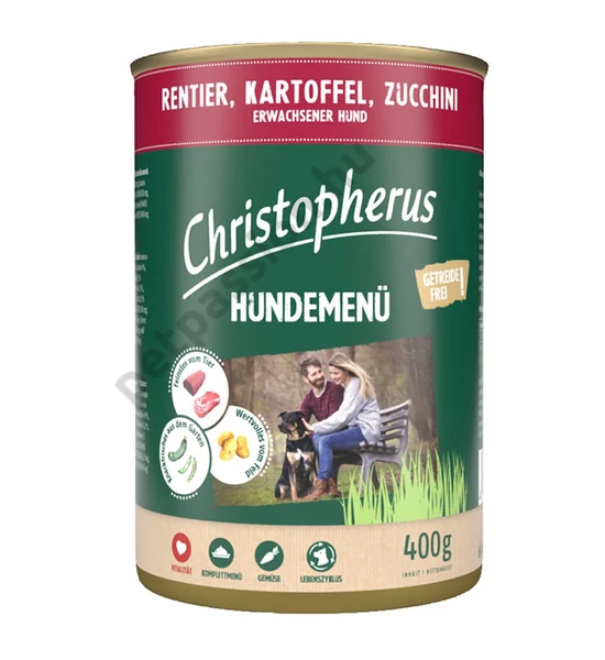 Christopherus Dog konzerv menü Rénszarvas, burgonya, cukkíni 400g