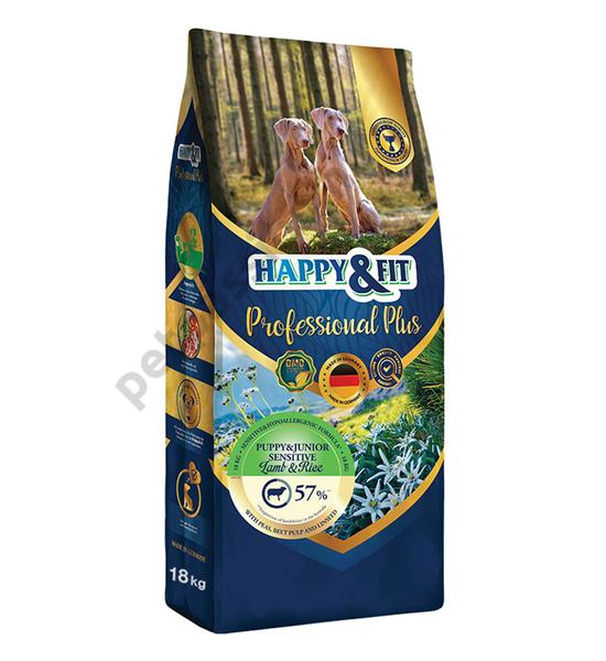 Happy&amp;Fit Professional Plus Junior&amp;Puppy Sensitive Bárány Rizs 18kg