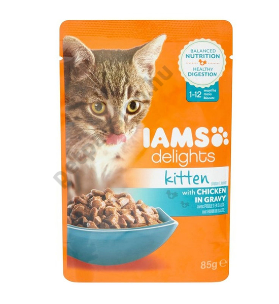 IAMS Delights Kitten Csirke Falatkák Ízletes Szószban