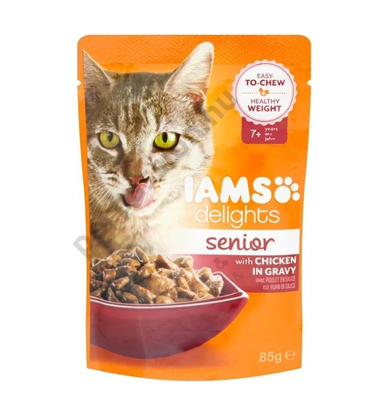 IAMS Delights Senior Csirke Falatkák Ízletes Szószban