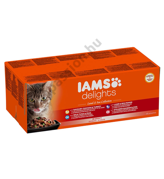 IAMS Delights macskaeledel LAND &amp; SEA multibox ízletes szószban