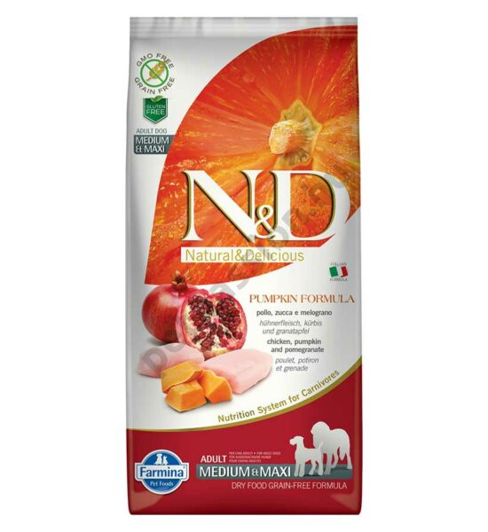 N and D Dog Grain Free Pumpkin Csirke és Gránátalma Adult Medium/Maxi
