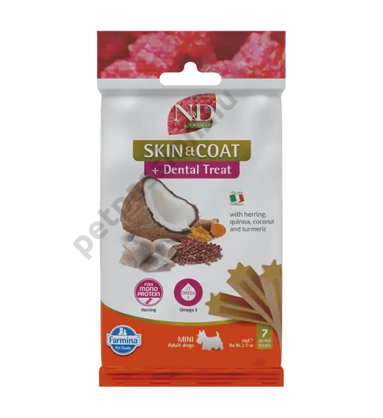 N&D Quinoa Jutalomfalat Skin&coat Hering Mini, 60g