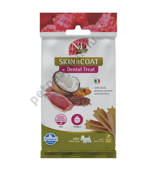 N&D Quinoa Jutalomfalat Skin&coat Kacsa Mini, 60g