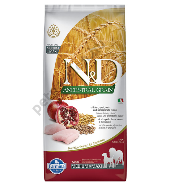 N and D Ancestral Grain Csirke és Gránátalma Adult Medium 12 kg