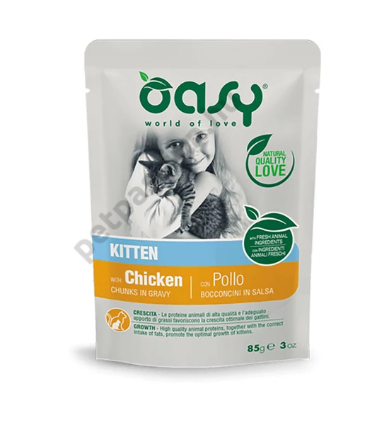 Oasy Cat Alutasak Chunks in Gravy Kitten Csirke 85g