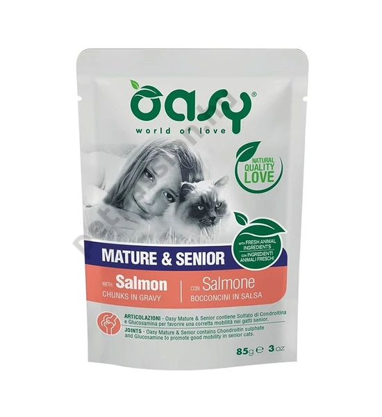 Oasy Cat Alutasak Chunks in Gravy Senior Lazac 85g