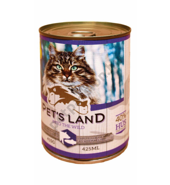 Pet's Land Cat Konzerv Sertés-Hal Körtével 415g