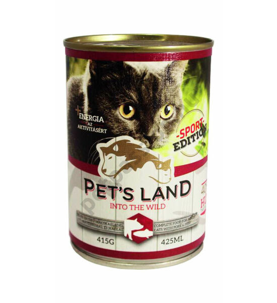 Pet's Land Cat Konzerv Sertés-Hal Sport 415g