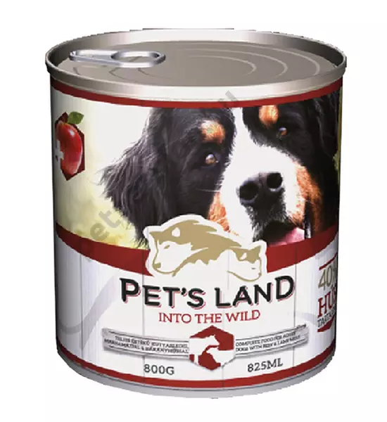 Pet's Land Dog Konzerv Marhamáj-Bárányhús Almával 800g