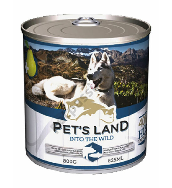 Pet's Land Dog Konzerv Sertés-Hal Körtével 800g